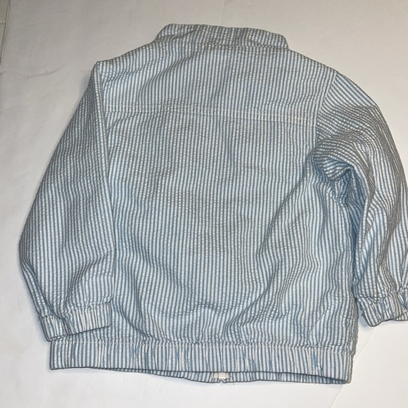 Blue and white stripe seersucker jacket 2/3T Summer lightweight bomber jacket - Picture 2 of 2